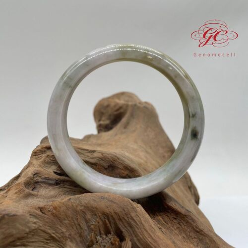 【肌容雪】天然緬甸A貨皇家綠飄花翡翠特色手鐲 編號595 (鐲寬 61mm #19.5號)